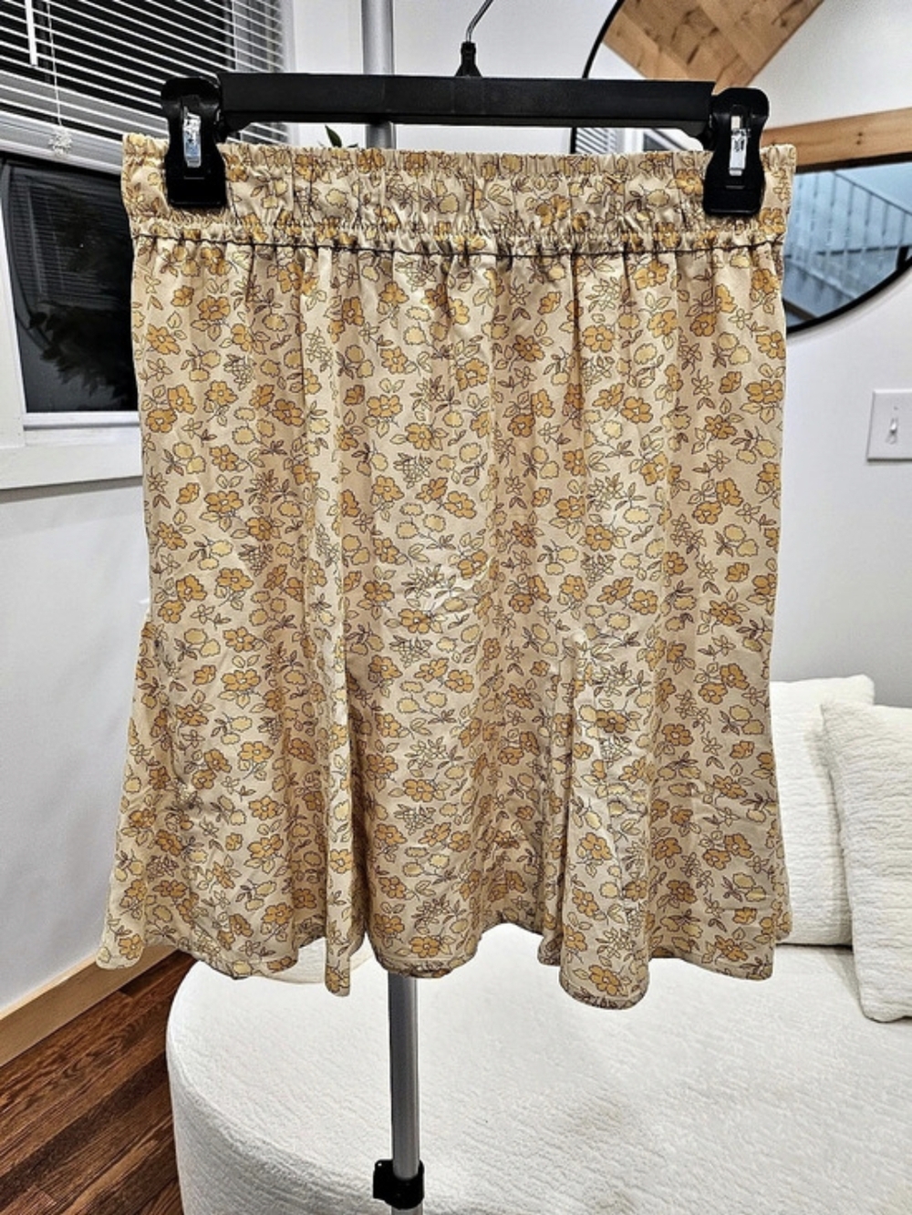 Madewell Floral A-Line Skirt in Cream & Yellow Size XS NWT